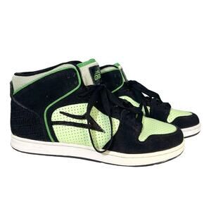 Lakai Sneaker Mens 8 Black Green Lace Up Hi Top Skate Telford Athletic Shoes